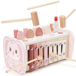 Joyreal Montessori Spielzeug ab 1 Jahr - Hammerspiel Holzspielzeug Baby, Xylophon Kinder 1 Jahr, Angelspiel Motorikspielzeug, Lernspielzeug Geschenke ab 1 2 3 Jahre Mädchen Junge