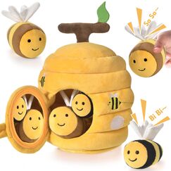 VORENUS Baby Spielzeug 6-12 Monate,6-in-1 Baby Bienenstock mit 5 Bienen Montessori Sensorik Spielzeug mit Scheune,Rassel,Spiegel,Kinder Lernspiele & Motorikspielzeug Weihnachts- und Ostergeschenk