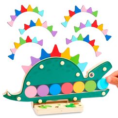 Nene Toys Hungriger Dino, Montessori Holzspielzeug ab 2 Jahren, Farben-Sortierspiel für Kleinkinder, Dinosaurier Lernspielzeug für Jungen und Mädchen 2-3 Jahre, Pädagogisches Vorschulspiel