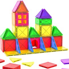 Crenova Magnetische Bausteine Kinderspieizeug STEM Magnetic Tiles fur Kleinkinder Magnet Tiles Vorschule Lernen Sensorische Montessori Spielzeug fur 3 4 56 7 8 Jahre alte Jungen und Madchen