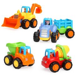 TINOTEEN Baby Spielzeugauto Spielsachen Baufahrzeuge Push and Go Reibungsgetriebenes Auto Spielzeug für 1 2 3 Jahr Kinder Kleinkinder