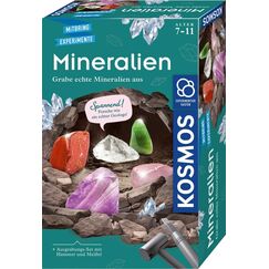 KOSMOS 657901 Mineralien Ausgrabungs-Set, Grabe echte Mineralien selbst aus, mit Hammer und Mei&szlig;el, 5 faszinierende Schmucksteine, Experimentierset f&uuml;r Kinder ab 7 Jahre zum Thema Geologie