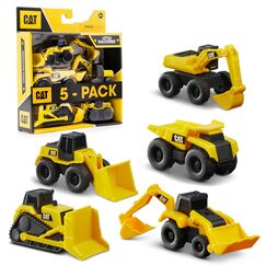CatToysOfficial, CAT Little Machines Spielzeug Baustellenfahrzeuge Kinder mit 5 Teilen - Radlader, Schaufelfahrzeuge, Bulldozer, Kipplaster und Bagger Spielzeug - Spielzeugautos ab 3 Jahre