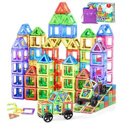 COOLJOYA Magnetische Bausteine, Magnetspiel STEM Magnetbausteine, Montessori Spielzeug ab 3 Jahre, Magnete Spielzeug ab 3 4 5 Jahre Ostern Geschenk f&uuml;r Kinder Jungen M&auml;dchen, 50 Teile Magnetbausteine