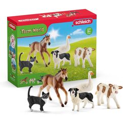 SCHLEICH Farm World | Bauernhoftiere Bundle 42386 | Set mit Kalb, Pferd, Katze, Hund & Gans | realistische Tierfiguren f&uuml;r Kinder | Bauernhof Spielzeug ab 3 Jahre | 5-teilig | exklusiv bei Amazon