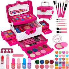 Kinderschminke Makeup Set Schminkkoffer M&auml;dchen Spielzeug - Waschbar Schminke Kinder Make Up Set, Geburtstagsgeschenke f&uuml;r M&auml;dchen 3 4 5 6 7 8 9 10 Jahre