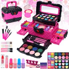 Kinderschminke Set M&auml;dchen Spielzeug Geschenke - Waschbar Schminkkoffer Kinder, Schminke Kinder Make Up Set Spiele, Prinzessin Weihnachts Geburtstags Geschenke f&uuml;r M&auml;dchen 4 5 6 7 8 9 10 11 12 Jahre