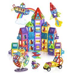 Theefun 100 Teile Magnetische Bausteine, Magnetbausteine Magnetspiel Magnete Kinder 3D STEM Montessori Lernspielzeug f&uuml;r Jungen & M&auml;dchen 3&ndash;8 Jahre Weihnachtsgeschenke & Geburtstagsgeschenk