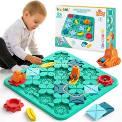 burgkidz Logischer Stra&szlig;enbauer f&uuml;r Kinder, Logik Puzzle Labyrinth Brettspiele mit Auto Zur&uuml;ckziehen und Murmeln, Gehirn Spiele Kinderspielzeug Geschenk f&uuml;r 4 5 6 7 8 Jahre alte Jungen M&auml;dchen