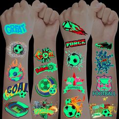 Geschenk Junge 4 5 6 7 8 9 10 11 12 Jahre, 10 Bl&auml;tter Leuchttattoos Kinder Fussball Geschenke Jungen, Coole Sachen f&uuml;r Jungs, Fu&szlig;ball Geschenke f&uuml;r Jungs, Fu&szlig;ball Mitgebsel Kindergeburtstag