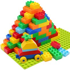 HIUME 83-teiliges Set Gro&szlig;e Bausteine f&uuml;r Kleinkinder (81 Steine + 2 Grundplatten) | Kompatibel mit Allen gro&szlig;en Marken | Bunte Mischung in 7 Farben | STEM Lernspielzeug ab 3 Jahren