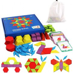 Montessori Spielzeug ab 3 4 5 6 Jahre &ndash; Tangram Kinder Geometrische Formen Holzpuzzles &ndash; 155 geometrische Formen und 24 Designkarten &ndash; Geeignet f&uuml;r Kinder &ndash; P&auml;dagogisches Spielzeug Geschenk
