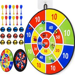 Dartscheibe F&uuml;r Kinder Outdoor Spiele 29" (73 cm) Garten Spielzeug ab 3 4 5 6 7 8 9 Jahre H&auml;ngendes Klett Dart Wurfspiel Geschenk M&auml;dchen Junge Mit 12 Klettb&auml;llen 12 Klettdarts 2 Haken