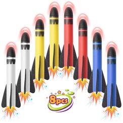 Anginne Outdoor Spielzeug ab 3 4 5 6 7 8 9 10 Jahre Junge, Raketen Spielzeug f&uuml;r Kinder, Geschenk Junge Kinderspielzeug Spiele ab 3-11 Jahr, Schaumstoffraketen 8 Pack