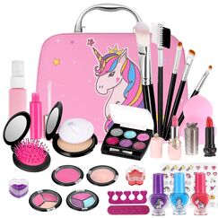 GAGAKU Kinderschminke Set M&auml;dchen, 27PCS Waschbar Schminke Kinder Schminkkoffer Spielzeug Kindern Makeup Set Rollenspiel Kosmetik Spielzeug Weihnachten Geschenk f&uuml;r M&auml;dchen 4 5 6 7 8 Jahre