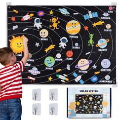 BONNYCO Sonnensystem Kinder 61 Filz Figuren. Planeten Kinder Spielzeug, Geschenke f&uuml;r Jungs M&auml;dchen 3 4 5 6 7 8 Jahre. Sonnensystem Modell, P&auml;dagogisches Montessori Spielzeug Weltraum, Weihnachten