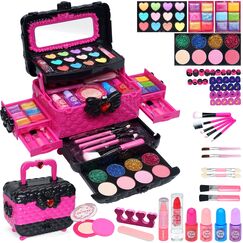 Kinderschminke Set - 57-teiliges Make-Up Set f&uuml;r M&auml;dchen, Schminkkoffer Spielzeug, Halloween Weihnachts Geburtstagsgeschenke f&uuml;r Kinder 4-12 Jahre