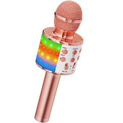 Magic Sing LED Karaoke Mikrofon Kinder, Drahtloses Bluetooth Spielzeug ab 3-12 Jahre Geschenk M&auml;dchen KTV Lautsprecher mit Stimmenverzerrer, Heim KTV Karaoke Maschine f&uuml;r Android, iOS, PC(Ros&eacute;gold)