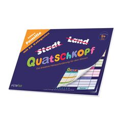 Quatschkopf Familie, Stadt Land Fluss Kinder Junior Variante, Spielblock mit 35 witzigen und kreativen Kategorien, Reisespiel Erwachsene Jugendliche, gro&szlig;er Block DIN A4, Gesellschaftsspiel ab 9 Jahre