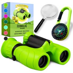 Fernglas für Kinder - Optimales Geschenk für Jungen und Mädchen - Starke Vergrößerung 8X21 – Umfangreiches Set inklusive Lupe & Kompass – Spielzeug für Kinder 3-12 Jahre