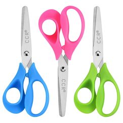CCR Linksh&auml;nder Schere Kinder, Stumpfe Sicherheitsschere aus Edelstahl f&uuml;r Kinder, PP-Kunststoffgriffe,13 cm Linksh&auml;nder Kinderschere zum Schneiden, (Rosa/Blau/Gr&uuml;n) 3 Set