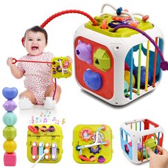 spielzeug ab 1 2 Jahr, 7 in 1 Montessori Babyspielzeug Motorikschleife Activity Center Motorikspielzeug Lernspielzeug Sensorik Sortierspiel Motorikwürfel kinderspielzeug für Junge Mädchen Geschenk