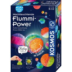 KOSMOS 654108 Fun Science - Nachtleuchtende Flummi-Power, Stelle 20 kunterbunte Power-Bälle her, Experimentierset für Einsteiger, Experimentierkasten, Flummi DIY