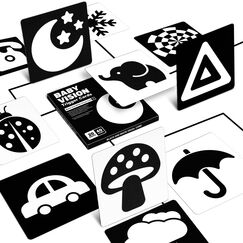 Aolso Sensory Toys Karten, 20pcs Schwarz Weiß Kontrastbuch Baby, Lernkarten Kleinkinder für Visuelle Stimulation und Entwicklung des Gehirns für 0-6 Monate
