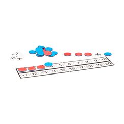 WISSNER® Schüler Rechenleiste – 22 Wendeplättchen & 10 Rechenzeichen aus RE-Plastic, nachhaltig, beidseitig Bedruckt, spielerisches Üben von Addition, Subtraktion & Zahlenfolgen