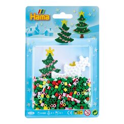 Hama Perlen 4108 Kleines Set Tannenbaum mit ca. 450 bunten Midi B&uuml;gelperlen mit Durchmesser 5 mm, Stiftplatte und Motivvorlage, inkl. B&uuml;gelpapier, kreativer Bastelspa&szlig; f&uuml;r Gro&szlig; und Klein