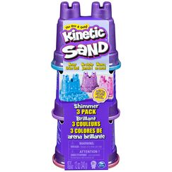 Kinetic Sand Schimmer Sand 3er Pack 340 g - 3 Farben Glitzersand aus Schweden, erf&uuml;llt alle gesetzlichen Anforderungen, bietet kreatives, sauberes Indoor Sandspiel, f&uuml;r Kinder ab 3 Jahren