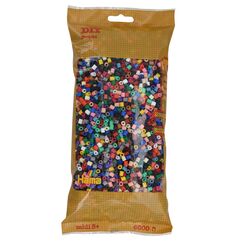 Hama Perlen 205-67 B&uuml;gelperlen Beutel mit ca. 6.000 bunten Midi Bastelperlen mit Durchmesser 5 mm im Volltonfarben Mix, kreativer Bastelspa&szlig; f&uuml;r Gro&szlig; und Klein