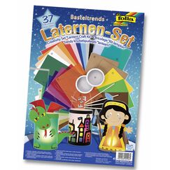 folia 951 - Laternen Bastel-Set, 37 Teile - Kreativset f&uuml;r Kinder und Erwachsene mit unterschiedlichen Materialien zum Basteln von Laternen