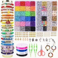 FIVAVA Clay Perlen Set &ndash; 8000+ Perlen zum Auff&auml;deln, 24 Farben, DIY Armb&auml;nder Freundschaftsarmb&auml;nder & Ketten Selber Machen