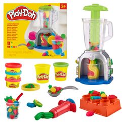 Play-Doh Smoothie Mixer, Bastelset mit K&uuml;che, 2 x 57g & 3 x 28g Dosen Bunte Knete f&uuml;r Zutaten, kreatives Spielen f&uuml;r Kinder ab 3 Jahren