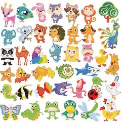 Diamond Painting Kinder Set, Diamond Painting sticker, DIY 5D Malen Basteln Tier Diamant Painting Anf&auml;nger, Spielzeug f&uuml;r Kleinkinder Aufkleber Ab 4+ Jahre M&auml;dchen Junge Geschenke