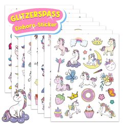 Einhorn Glitzersticker &Uuml;ber 160 St&uuml;ck, Glitzer Sticker, Einhorn Geschenk f&uuml;r M&auml;dchen Einschulung, Schult&uuml;te F&uuml;llung