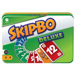 Mattel Games Skip-BO Deluxe, in Metallbox, Kartenspiele f&uuml;r die Familie, Perfekt als Kinderspiel, Reisespiel oder Spiel f&uuml;r Erwachsene, Spielzeit: 30 Min, f&uuml;r 2-6 Spieler, ab 7 Jahren, L3671