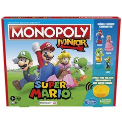 Hasbro Brettspiel Monopoly Junior Super Mario Edition f&uuml;r Kinder ab 5 Jahren Spielen Sie in The Mushroom Kingdom wie Mario, Peach, Yoshi oder Luigi, Multi (deutsche Version)