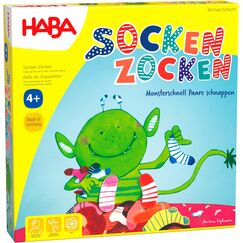 HABA Socken zocken &ndash; Schnelles Reaktionsspiel f&uuml;r Kinder ab 4 Jahren &ndash; Lustiges Suchspiel f&uuml;r 2&ndash;6 Spieler &ndash; Familienspiel mit Sprachf&ouml;rderung &ndash; 1004465001