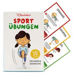 Kleintober 30 Trainingskarten f&uuml;r Kinder & Jugendliche I Bewegungsspiele f&uuml;r Kinder spielerisch fit Werden I Sport Lernspiele ab 3 Jahre mit Motivations-Kick I Sportger&auml;te f&uuml;r Kinder