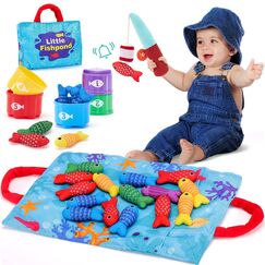 hahaland Baby Spielzeug ab 1 2 Jahr, Angelspiel f&uuml;r Kinder 6 12 Monate, Lernspiele, Motorikspielzeug, Montessori Spielzeug, Fische Angeln Spiel - Kleine Geschenke