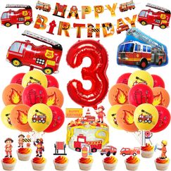 Feuerwehr Geburtstag Deko 3 Jahre 36 Stück, Feuerwehrauto 3 Geburtstag Luftballon, Kindergeburtstag Feuerwehrauto Deko, Feuerwehrmann Geburtstagsdeko, Geburtstagsdeko 3 Jahre Junge
