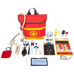 small Foot Notarzt Rucksack mit viel Zubehör, Arzt-Spielzeug für aktives Rollenspiel, für Kinder ab 3 Jahren, 11917