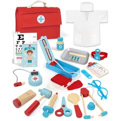 Lehoo Castle Arztkoffer Kinder, Spielzeug ab 3 Jahre, Doktorkoffer Kinder, Arztkoffer mit Arztkittel, Arzt-Kit für Kleinkinder Junge(Blau)