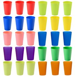 PALUDO 30 Stück Bunt Plastikbecher Wiederverwendbare Becher - 260ml Plastik Trinkbecher in 10 Farben - Mehrweg Kunststoffbecher Set - für Kinder Partys im Freien Picknicks Camping Reisen Küche