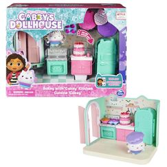 DREAMWORKS GABBY'S DOLLHOUSE - Deluxe Raum, Bakey with Cakey, Küche mit Kuchi (engl. Cakey), 3 Möbelstücken und 2 Überraschungsboxen mit Zubehörteilen, geeignet für Kinder ab 3 Jahren