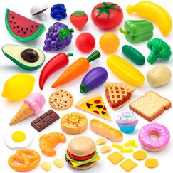 JOYIN 50 Stück Kinder Kunststoff Spielen Lebensmittel Spielzeug, gefälschte Lebensmittel, Küche Playset, Kleinkind phantasievolle Entwicklung Spielzeug, Weihnachten Geburtstag Geschenke Party Zubehör