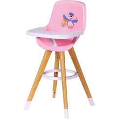 BABY born Hochstuhl - Puppenstuhl in moderner Holzoptik - Hochwertiges Puppen Zubehör - Geeignet für Kinder ab 3 Jahren