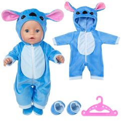 Baby Kleidung für 14-17 Zoll Baby Puppen, Puppenkleidung mit Aufhänger Socken, Blaue Puppenkleidung für 35-43 cm Neugeborene Baby Puppen Mädchen Ostern Geburtstag